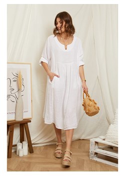 Rodier Lin Lniana sukienka w kolorze białym ze sklepu Limango Polska w kategorii Sukienki - zdjęcie 170643885