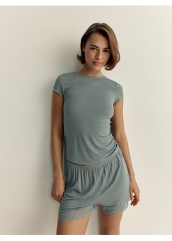 Reserved - Dwuczęściowa piżama z wiskozy - granatowy ze sklepu Reserved w kategorii Piżamy damskie - zdjęcie 170644939