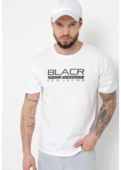 Biała Bawełniana Koszulka z Krótkim Rękawem i Ozdobnym Nadrukiem z Przodu Anacrida ze sklepu Born2be Odzież w kategorii T-shirty męskie - zdjęcie 170646565