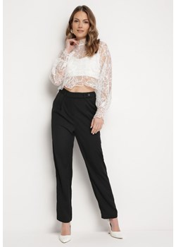 Czarne Spodnie Regular z Wyższym Stanem i Prostymi Nogawkami Arcadiasa ze sklepu Born2be Odzież w kategorii Spodnie damskie - zdjęcie 170646836
