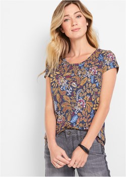 Shirt bawełniany z nadrukiem, krótki rękaw ze sklepu bonprix w kategorii Bluzki damskie - zdjęcie 170647697