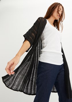 Długi sweter ażurowy bez zapięcia ze sklepu bonprix w kategorii Swetry damskie - zdjęcie 170650606