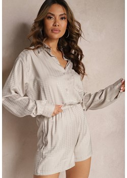 Szary 2-częściowy Komplet z Koszulą i Szortami Logsia ze sklepu Renee odzież w kategorii Komplety i garnitury damskie - zdjęcie 170651956