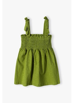 Bawełniany T-shirt bez rękawów dla dziewczynki - zielony ze sklepu 5.10.15 w kategorii Bluzki dziewczęce - zdjęcie 170652078