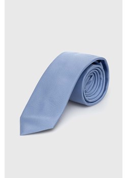 HUGO krawat jedwabny kolor niebieski 50468199 ze sklepu ANSWEAR.com w kategorii Krawaty - zdjęcie 170653535