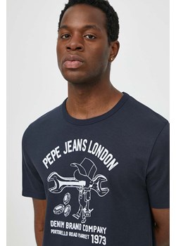 Pepe Jeans t-shirt bawełniany męski kolor granatowy z nadrukiem ze sklepu ANSWEAR.com w kategorii T-shirty męskie - zdjęcie 170653706