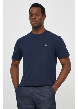 Lacoste t-shirt bawełniany męski kolor granatowy gładki ze sklepu ANSWEAR.com w kategorii T-shirty męskie - zdjęcie 170653739
