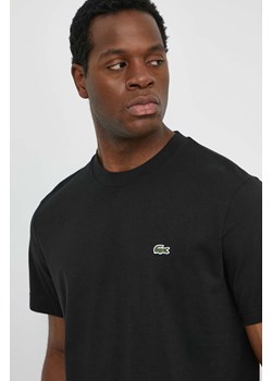 Lacoste t-shirt bawełniany męski kolor czarny gładki ze sklepu ANSWEAR.com w kategorii T-shirty męskie - zdjęcie 170653749
