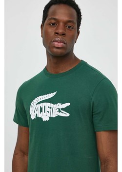 Lacoste t-shirt męski kolor zielony z nadrukiem ze sklepu ANSWEAR.com w kategorii T-shirty męskie - zdjęcie 170653759
