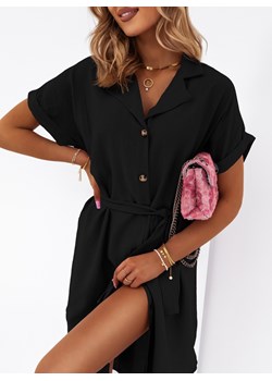 Czarna sukienka typu szmizjerka Annadette - czarny ze sklepu pakuten.pl w kategorii Sukienki - zdjęcie 170654686
