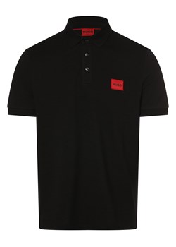 HUGO Męska koszulka polo - Dereso222 Mężczyźni Bawełna czarny jednolity ze sklepu vangraaf w kategorii T-shirty męskie - zdjęcie 170654967