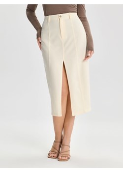 Sinsay - Spódnica midi z rozcięciem - kremowy ze sklepu Sinsay w kategorii Spódnice - zdjęcie 170655138