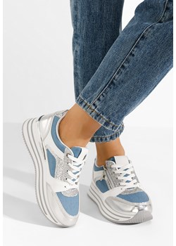 Niebieskie sneakersy na platformie Nellia ze sklepu Zapatos w kategorii Buty sportowe damskie - zdjęcie 170655935