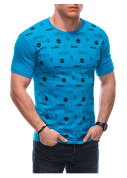 T-shirt męski z nadrukiem 1916S - jasno turkusowy ze sklepu Edoti w kategorii T-shirty męskie - zdjęcie 170657906