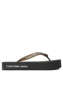 Japonki Calvin Klein Jeans Beach Sandal Flatform Logo YW0YW01092 Black/Bright White BEH ze sklepu eobuwie.pl w kategorii Klapki damskie - zdjęcie 170663306
