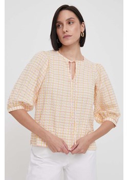 Barbour bluzka bawełniana damska kolor beżowy wzorzysta LSH1609 ze sklepu ANSWEAR.com w kategorii Bluzki damskie - zdjęcie 170664497