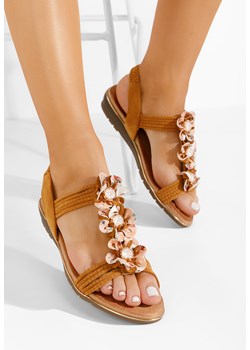 Camelowe sandały damskie płaskie Christia ze sklepu Zapatos w kategorii Sandały damskie - zdjęcie 170665056