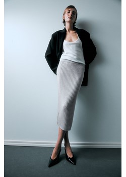 H & M - Połyskująca spódnica z dzianiny w prążki - Srebrny ze sklepu H&M w kategorii Spódnice - zdjęcie 170667117