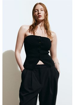 H & M - Dzianinowy top bandeau - Czarny ze sklepu H&M w kategorii Bluzki damskie - zdjęcie 170667256