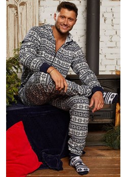 Kombinezon męski piżama jednoczęściowa w norweski wzór Alaska, Kolor granatowy-wzór, Rozmiar S, Italian Fashion ze sklepu Primodo w kategorii Piżamy męskie - zdjęcie 170680858