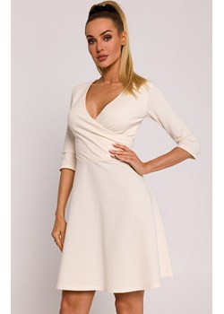 Sukienka z górą na zakładkę - śmietankowa M786, Kolor kremowy, Rozmiar L, MOE ze sklepu Primodo w kategorii Sukienki - zdjęcie 170681286