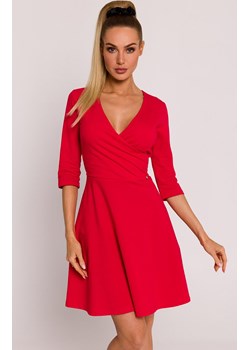 Sukienka z górą na zakładkę - czerwona M786, Kolor czerwony, Rozmiar L, MOE ze sklepu Primodo w kategorii Sukienki - zdjęcie 170681295