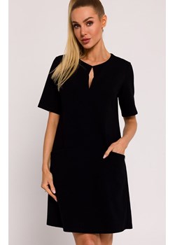 Sukienka trapezowa z kieszonkami - czarna M788, Kolor czarny, Rozmiar L, MOE ze sklepu Primodo w kategorii Sukienki - zdjęcie 170681318