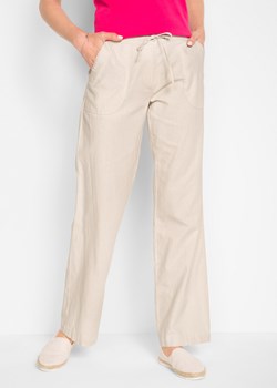 Spodnie lniane z szerokimi nogawkami ze sklepu bonprix w kategorii Spodnie damskie - zdjęcie 170682116