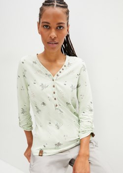 Shirt z długim rękawem, plisą guzikową i nadrukiem ze sklepu bonprix w kategorii Bluzki damskie - zdjęcie 170682838
