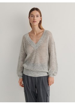 Reserved - Sweter oversize z wełną - jasnoszary ze sklepu Reserved w kategorii Swetry damskie - zdjęcie 170687507