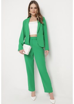 Zielone Spodnie Regular z Wyższym Stanem i Prostymi Nogawkami Arcadiasa ze sklepu Born2be Odzież w kategorii Spodnie damskie - zdjęcie 170688608