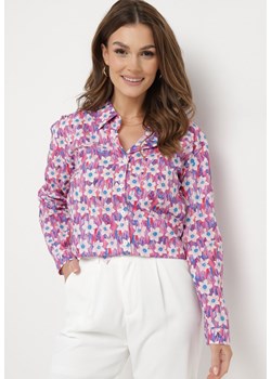 Fuksjowa Bawełniana Koszula o Klasycznym Kroju w Kwiatki Tarievia ze sklepu Born2be Odzież w kategorii Koszule damskie - zdjęcie 170688627
