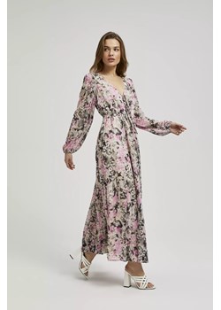 Sukienka maxi z kwiatowym wzorem szara ze sklepu Moodo.pl w kategorii Sukienki - zdjęcie 170693525