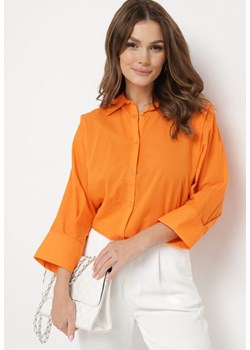 Pomarańczowa Bawełniana Koszula o Kroju Nietoperza z Rękawami 3/4 Corallia ze sklepu Born2be Odzież w kategorii Koszule damskie - zdjęcie 170695245