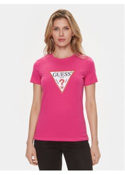 Guess T-Shirt W1YI1B I3Z14 Różowy Slim Fit ze sklepu MODIVO w kategorii Bluzki damskie - zdjęcie 170696609
