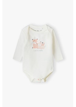 Dzianinowe body dla niemowlaka w paski z miękkim nadrukiem ze sklepu 5.10.15 w kategorii Body niemowlęce - zdjęcie 170697658