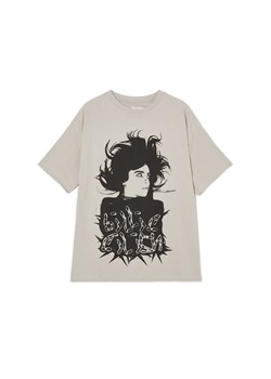 Cropp - Ciemnoszary t-shirt z nadrukiem Billie Eilish - szary ze sklepu Cropp w kategorii Bluzki damskie - zdjęcie 170698629