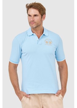 LA MARTINA Błękitna koszulka polo z wyszywanym logo, Wybierz rozmiar XXL ze sklepu outfit.pl w kategorii T-shirty męskie - zdjęcie 170704475