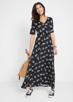 Długa sukienka z nadrukiem, krótki rękaw ze sklepu bonprix w kategorii Sukienki - zdjęcie 170706205