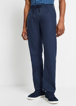 Spodnie chino  z gumką, Regular Fit Straight, z materiału z domieszką lnu ze sklepu bonprix w kategorii Spodnie męskie - zdjęcie 170706458