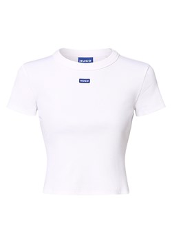 HUGO BLUE Koszulka damska - Baby Tee_B Kobiety Bawełna biały jednolity ze sklepu vangraaf w kategorii Bluzki damskie - zdjęcie 170707508