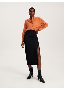 Reserved - Spódnica z imitacji zamszu - czarny ze sklepu Reserved w kategorii Spódnice - zdjęcie 170707545