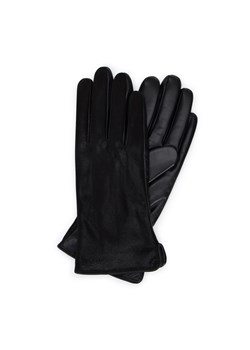 Damskie rękawiczki skórzane z połyskującym wykończeniem czarne ze sklepu WITTCHEN w kategorii Rękawiczki damskie - zdjęcie 170707718