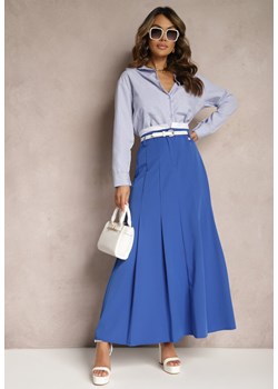 Niebieska Spódnica Długa Rozkloszowana High Waist Leoraia ze sklepu Renee odzież w kategorii Spódnice - zdjęcie 170711055