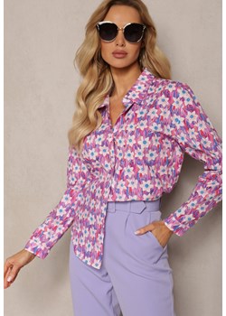 Fuksjowa Koszula z Bawełny z Kwiatowym Printem i Długim Rękawem Ritapeva ze sklepu Renee odzież w kategorii Koszule damskie - zdjęcie 170711375