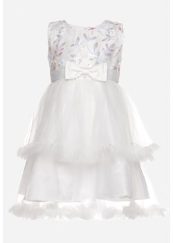 Biała Rozkloszowana Sukienka Tiulowa z Ozdobną Kokardą i Cekinami Repita ze sklepu Born2be Odzież w kategorii Sukienki dziewczęce - zdjęcie 170712417