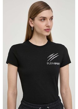 PLEIN SPORT t-shirt bawełniany damski kolor czarny ze sklepu ANSWEAR.com w kategorii Bluzki damskie - zdjęcie 170714455