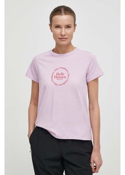 Helly Hansen t-shirt bawełniany damski kolor różowy ze sklepu ANSWEAR.com w kategorii Bluzki damskie - zdjęcie 170714468