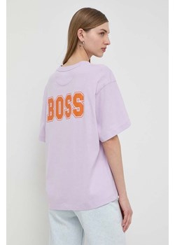 Boss Orange t-shirt bawełniany damski kolor fioletowy 50520478 ze sklepu ANSWEAR.com w kategorii Bluzki damskie - zdjęcie 170714488