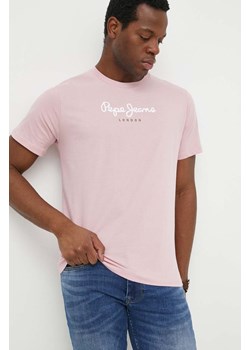 Pepe Jeans t-shirt bawełniany Eggo męski kolor różowy z nadrukiem PM508208 ze sklepu ANSWEAR.com w kategorii T-shirty męskie - zdjęcie 170714507